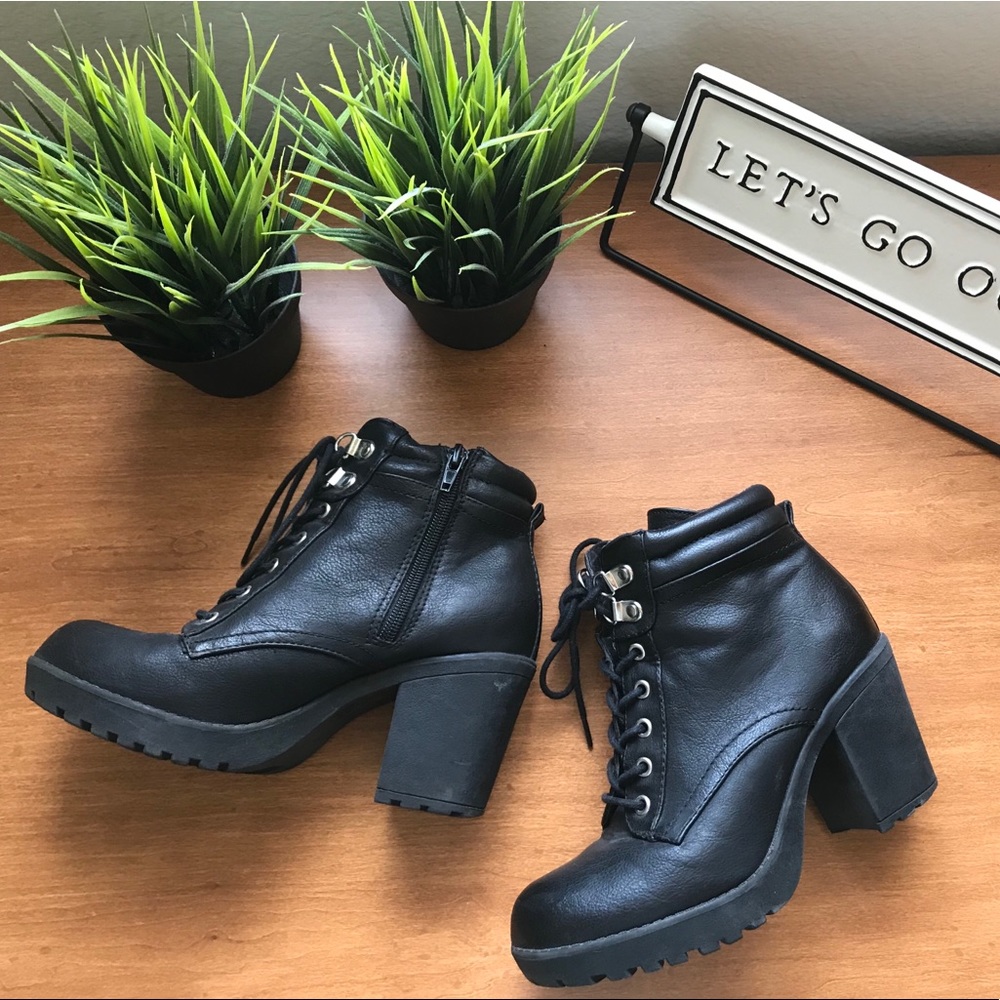 Call It Spring Black Lace-up Booties